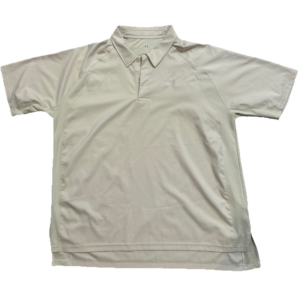 Under Armour Golf Casual Beige Short Sleeve Polo Shirt Men's XXL